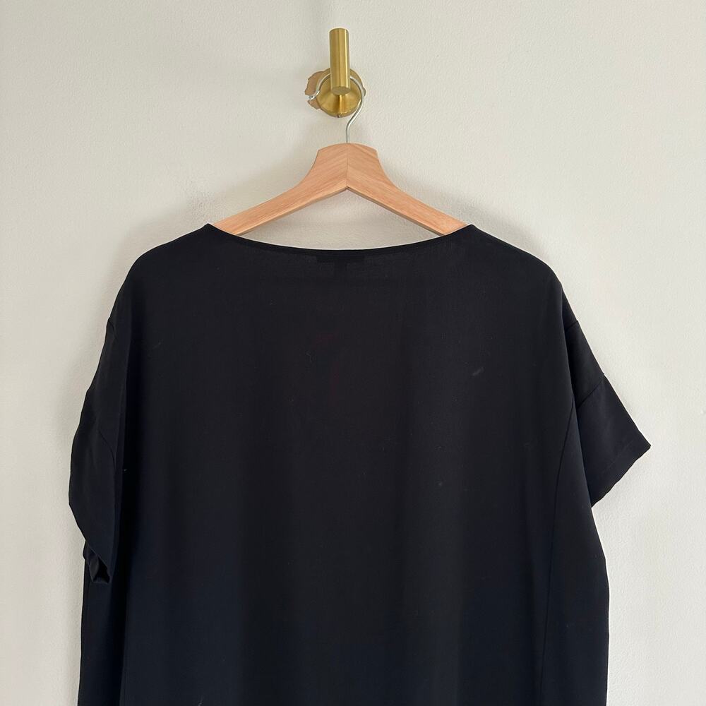 Eileen Fisher Silk Round Neck Short Sleeve Pullover Dress Black M - Picture 7 of 7
